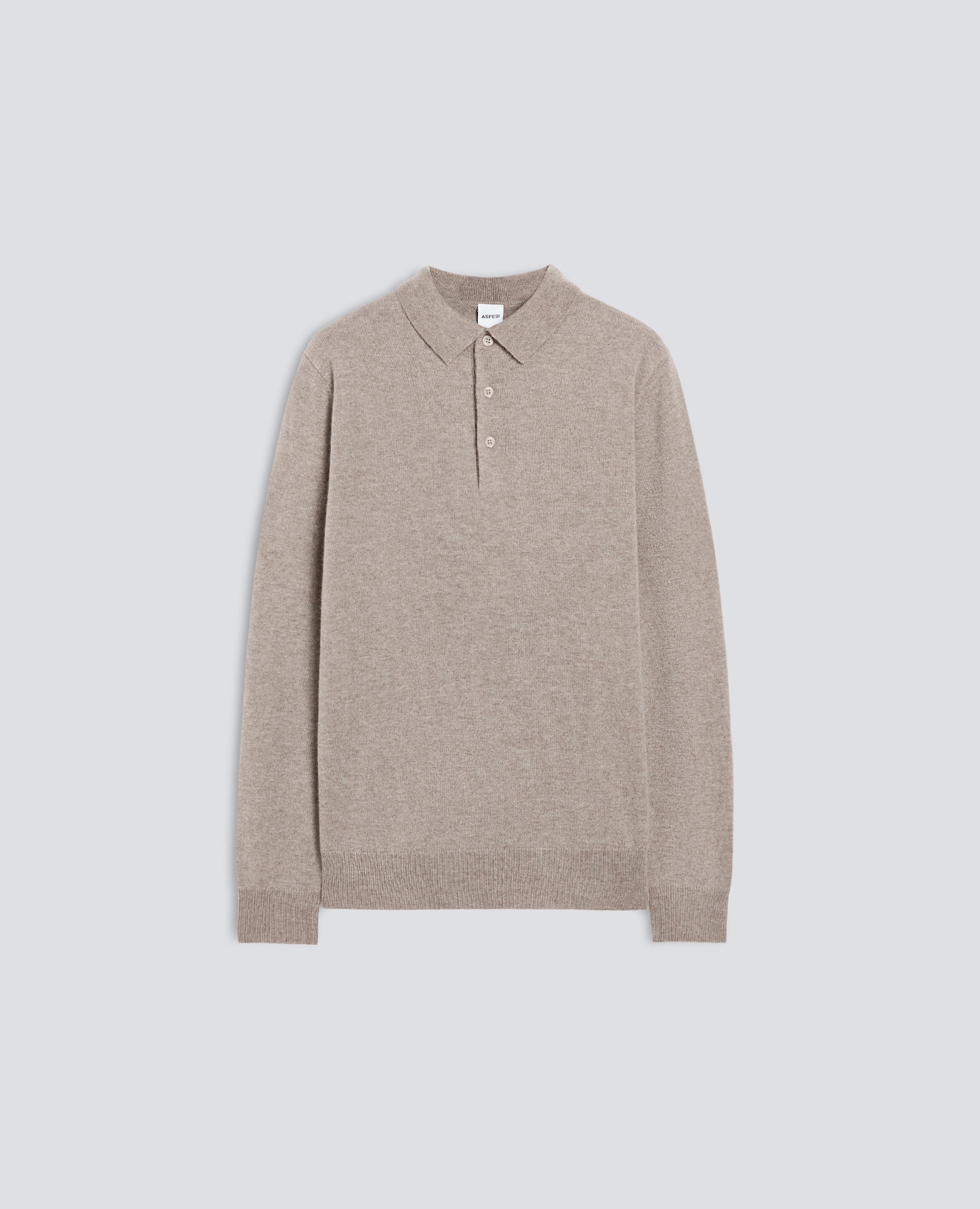 POLO A MANICHE LUNGHE IN LANA E CHASHMERE - BEIGE - ASPESI