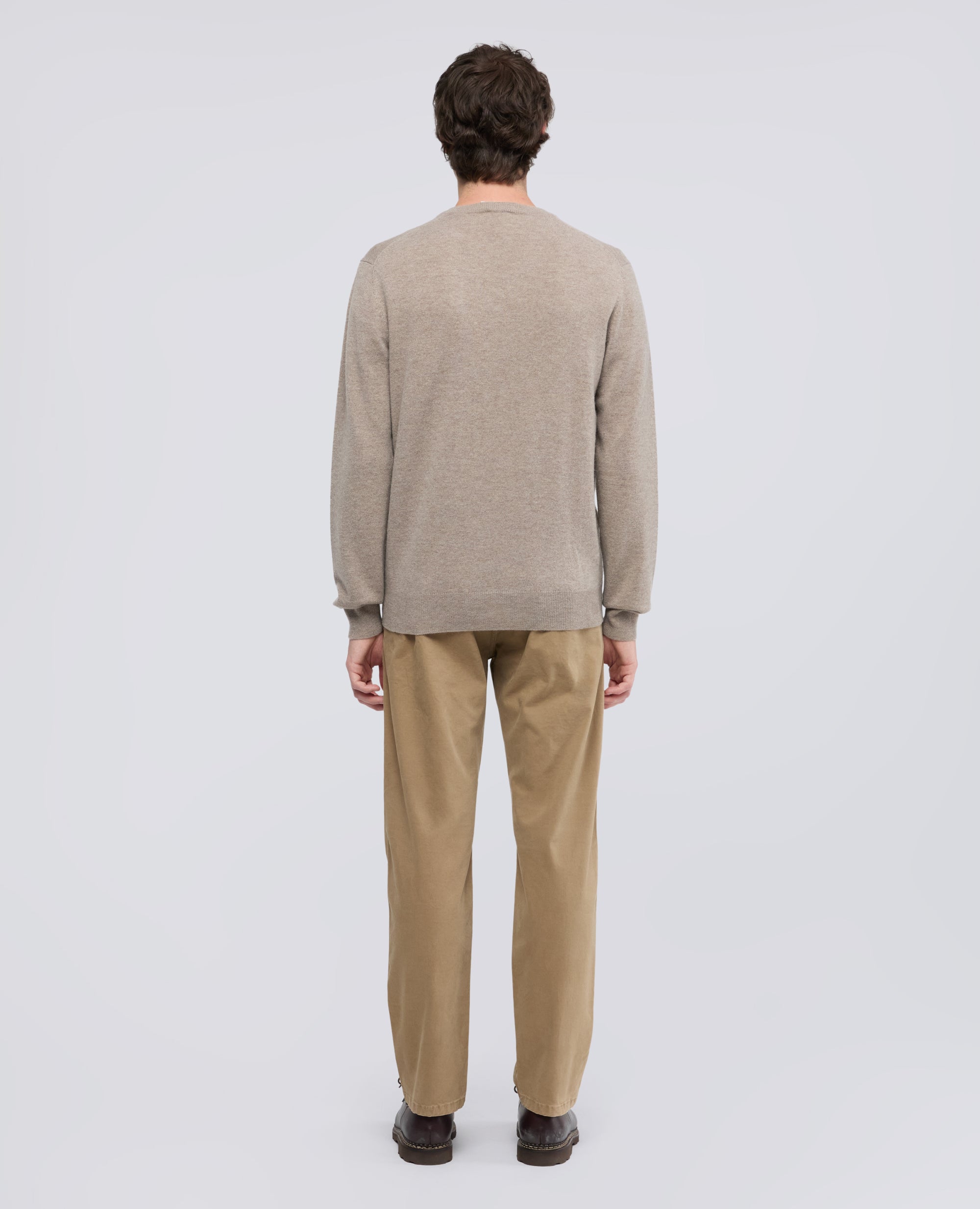 MAGLIA SCOLLO A -V- IN LANA E CHASHMERE - BEIGE - ASPESI