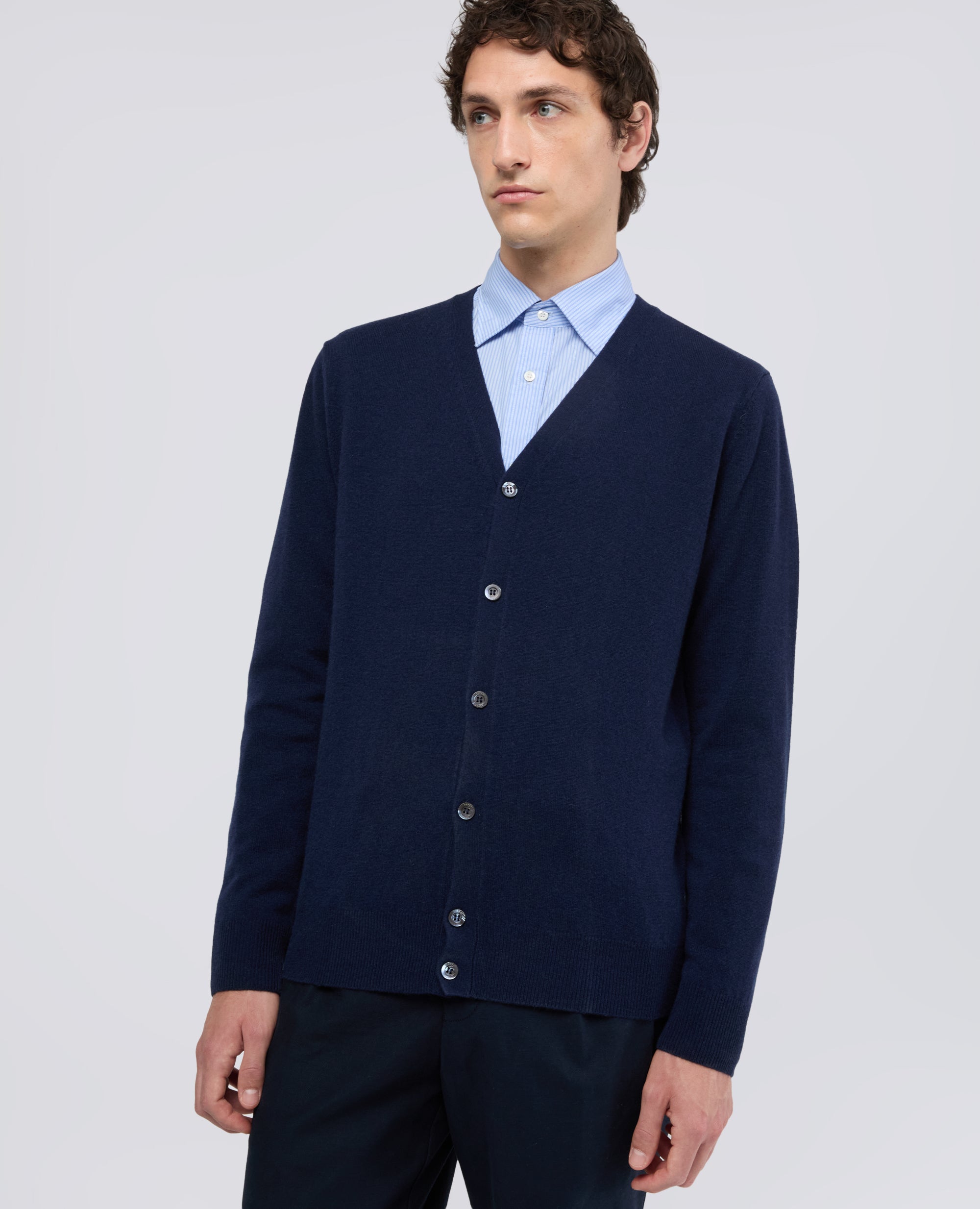 CARDIGAN IN LANA E CHASHMERE - BLU - ASPESI