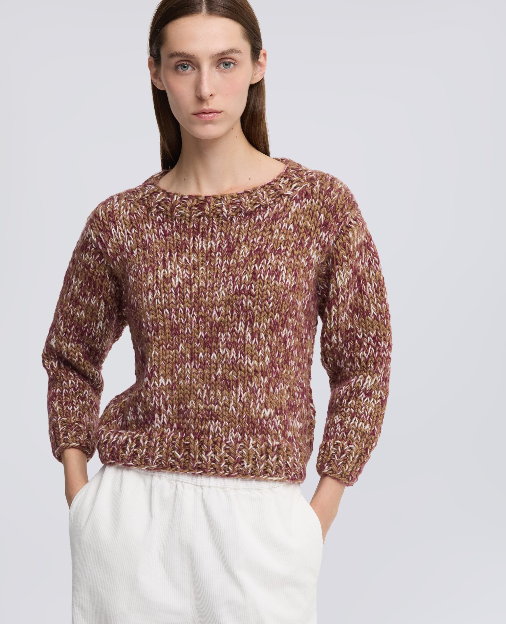 MAGLIA GIROCOLLO FATTA A MANO IN LANA VERGINE E MOHAIR - BEIGE - ASPESI