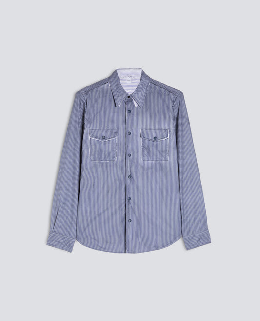 CAMICIA LIMITED EDITION NABA X ASPESI IN POPELINE DI COTONE RIGATO SPALMATO - MULTICOLOR - ASPESI
