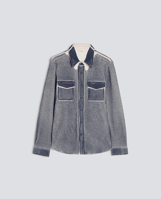 CAMICIA LIMITED EDITION NABA X ASPESI A COSTE IN MISTO LANA E CASHMERE PLACCATO - NATURALE - ASPESI