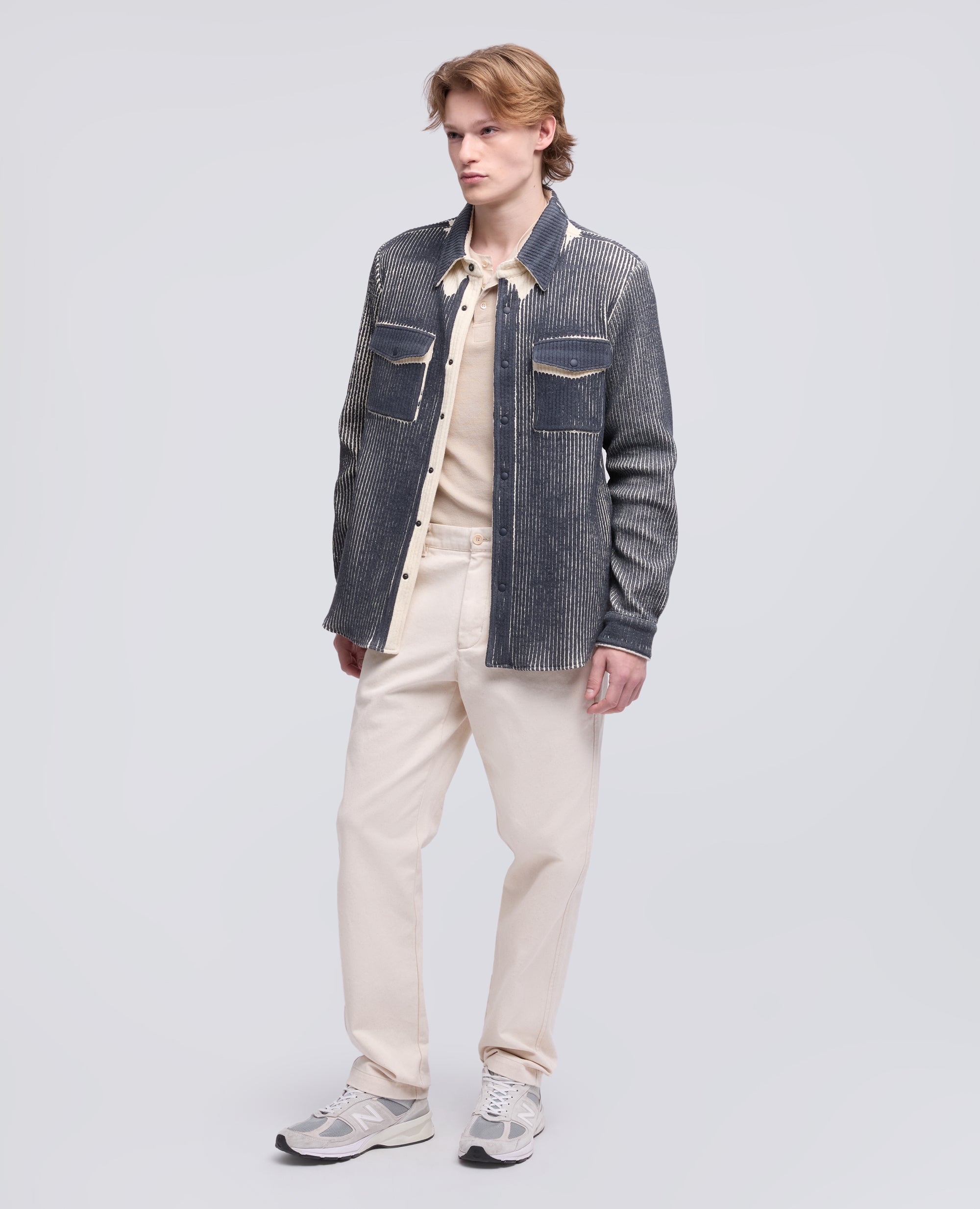CAMICIA LIMITED EDITION NABA X ASPESI A COSTE IN MISTO LANA E CASHMERE PLACCATO - NATURALE - ASPESI
