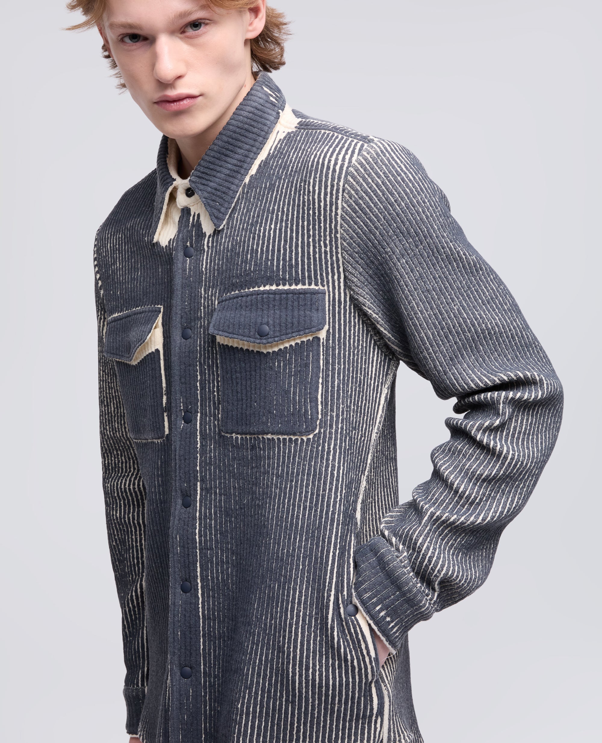 CAMICIA LIMITED EDITION NABA X ASPESI A COSTE IN MISTO LANA E CASHMERE PLACCATO - NATURALE - ASPESI