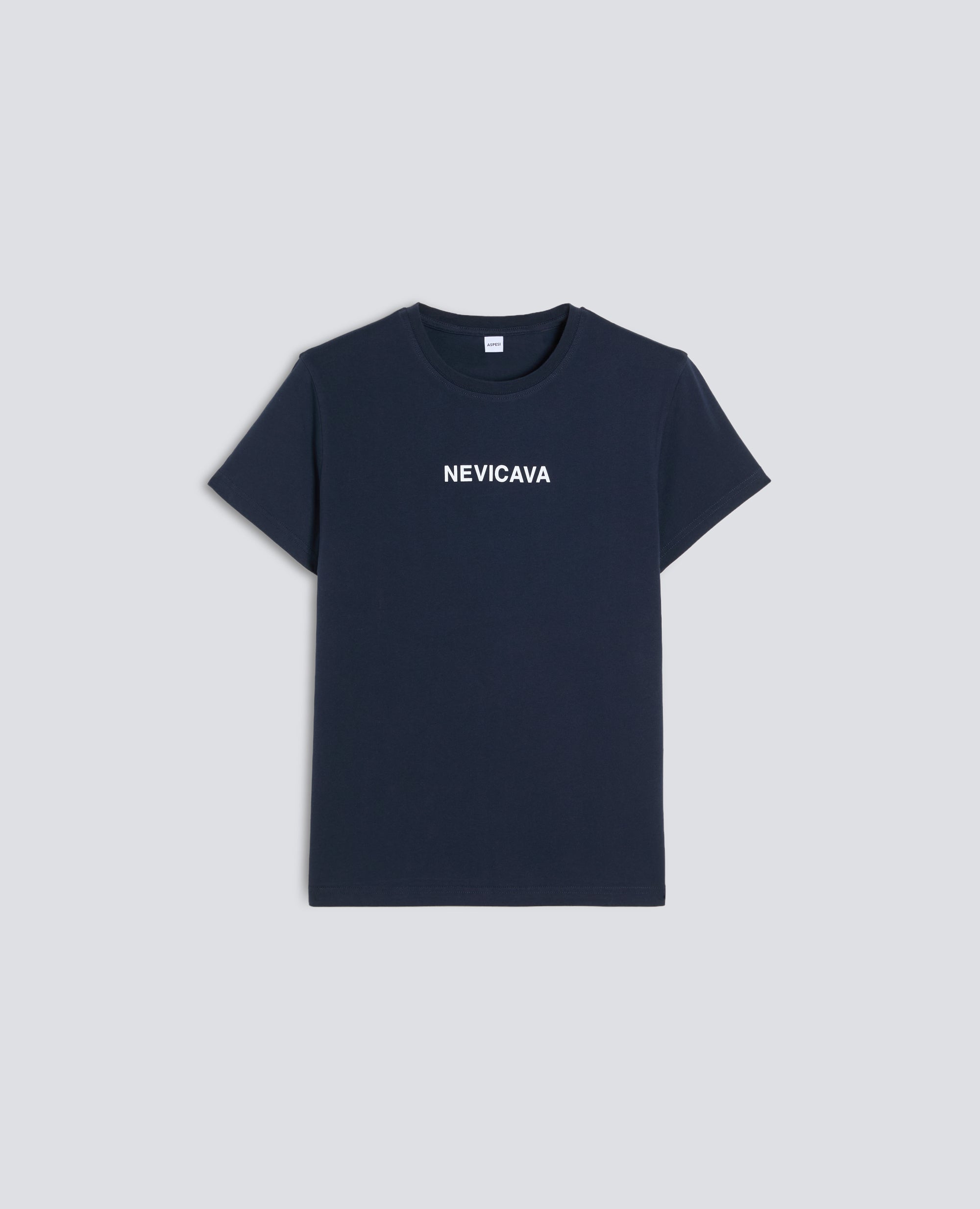 T-SHIRT EN COTON AVEC IMPRIME < NEVICAVA > - BLU - ASPESI