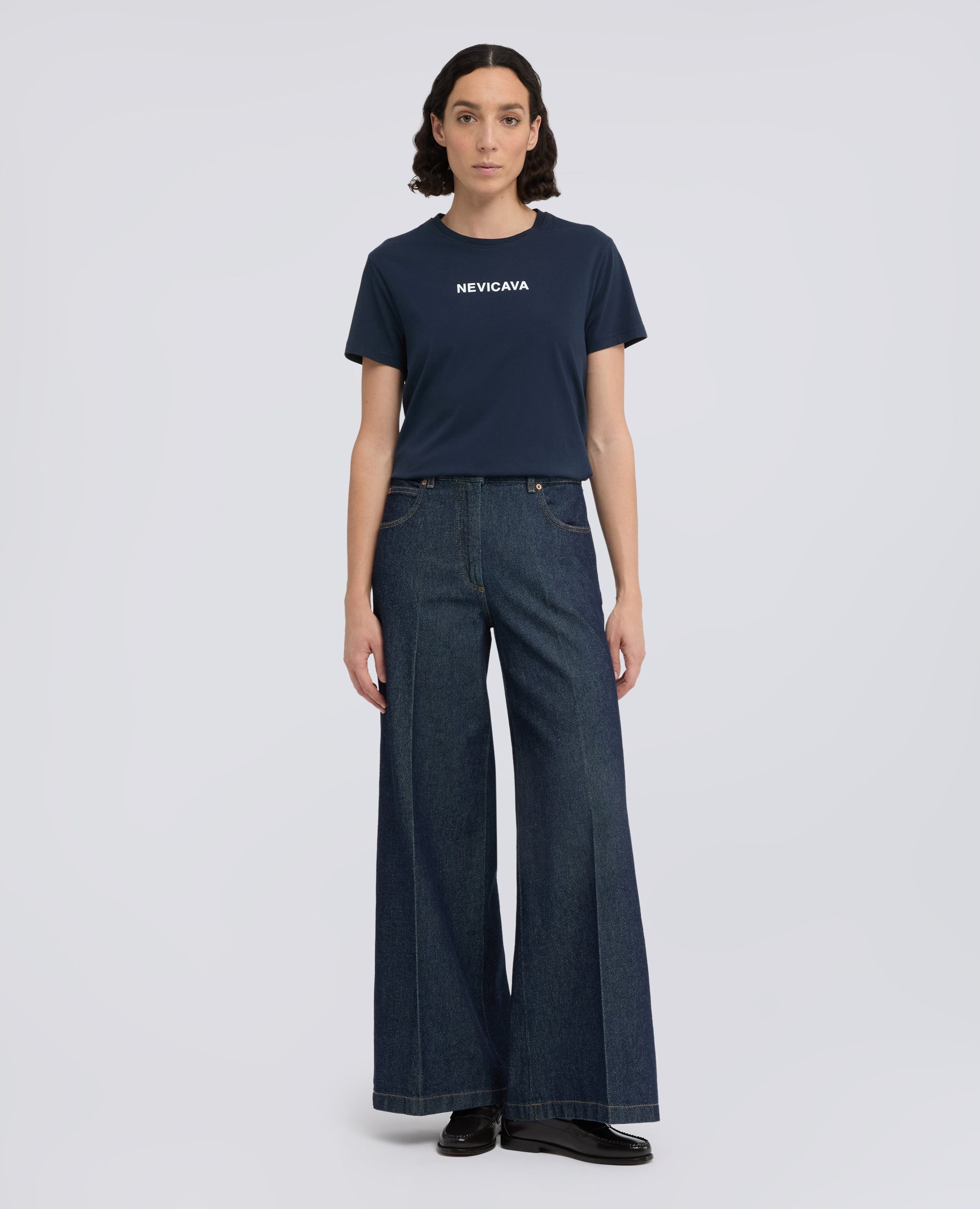 T-SHIRT EN COTON AVEC IMPRIME < NEVICAVA > - BLU - ASPESI