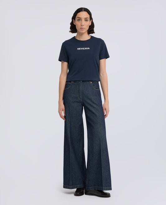 T-SHIRT IN COTONE CON STAMPA -NEVICAVA- - BLU - ASPESI