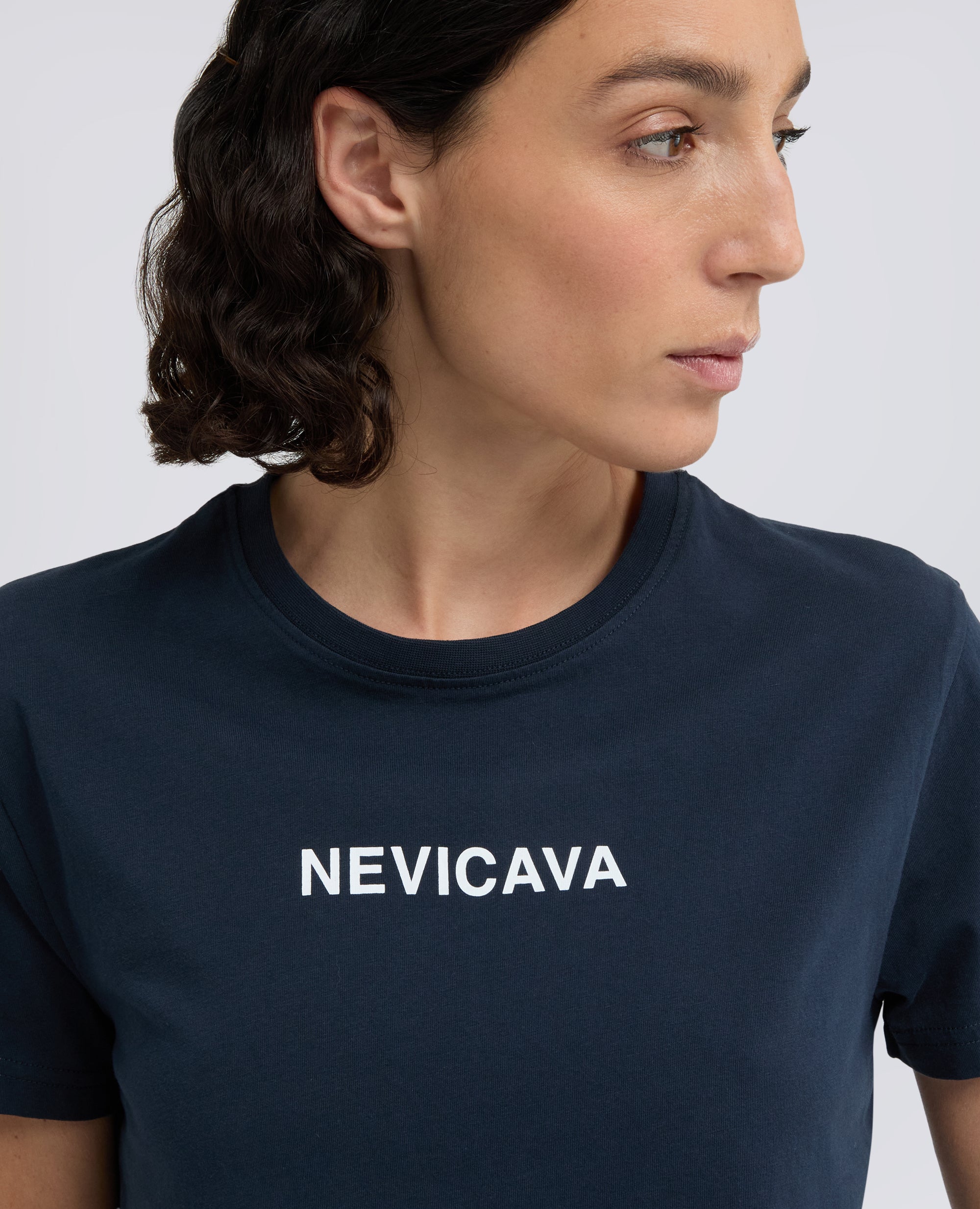 T-SHIRT EN COTON AVEC IMPRIME < NEVICAVA > - BLU - ASPESI