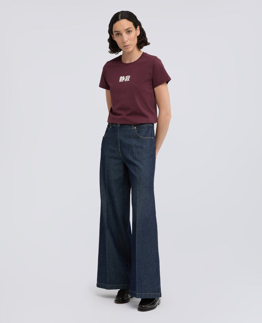 T-SHIRT IN COTONE CON STAMPA -SILENZIO- IN GIAPPONESE - ROSSO - ASPESI